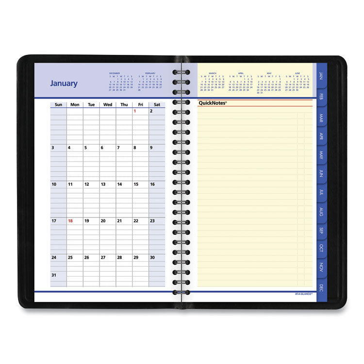 QuickNotes Weekly Block Format Appointment Book, 8.5 x 5.5, Black Cover, 12-Month (Jan to Dec): 2025