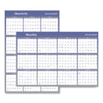 Vertical/Horizontal Erasable Quarterly/Monthly Wall Planner, 24 x 36, White/Blue Sheets, 12-Month (Jan to Dec): 2025
