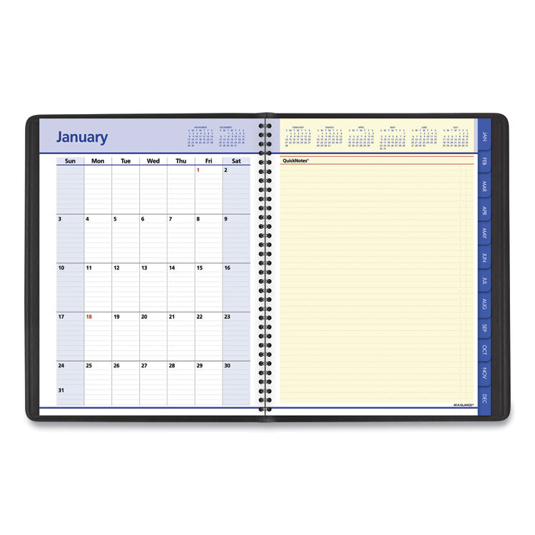 QuickNotes Weekly Vertical-Column Format Appointment Book, 11 x 8.25, Black Cover, 12-Month (Jan to Dec): 2025