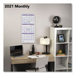 Deluxe Three-Month Reference Wall Calendar, Vertical Orientation, 12 x 27, White Sheets, 14-Month: Dec 2024 to Jan 2026