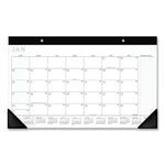 Contemporary Monthly Desk Pad, 18 x 11, White Sheets, Black Binding/Corners,12-Month (Jan to Dec): 2025