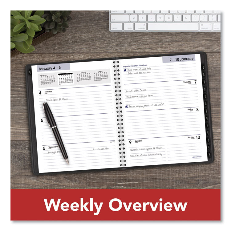DayMinder Executive Weekly/Monthly Refillable Planner, 8.75 x 7, Black Cover, 12-Month (Jan to Dec): 2025