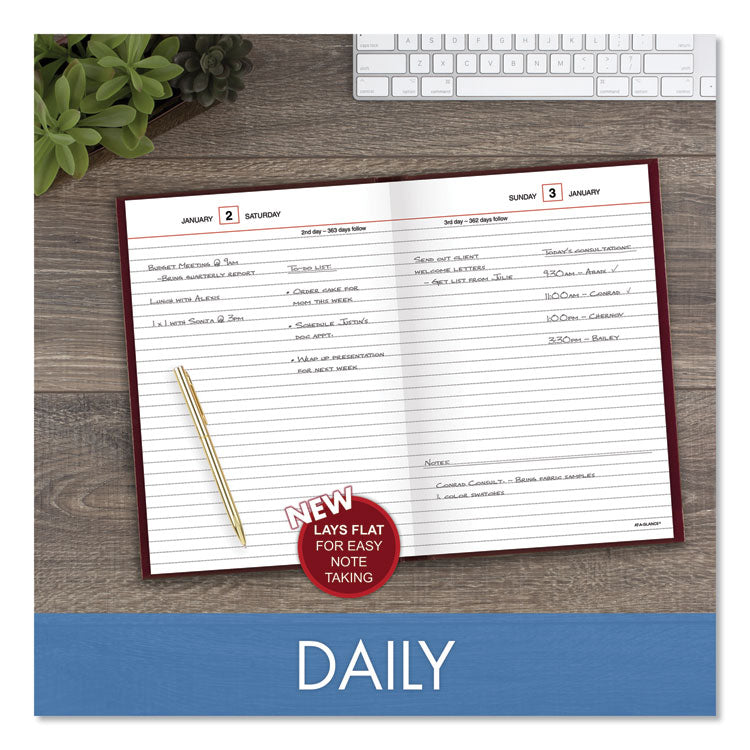 Standard Diary Daily Reminder Book, 2025 Edition, Medium/College Rule, Red Cover, (201) 8.25 x 5.75 Sheets