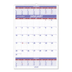 Three-Month Wall Calendar, 15.5 x 22.75, White Sheets, 12-Month (Jan to Dec): 2025