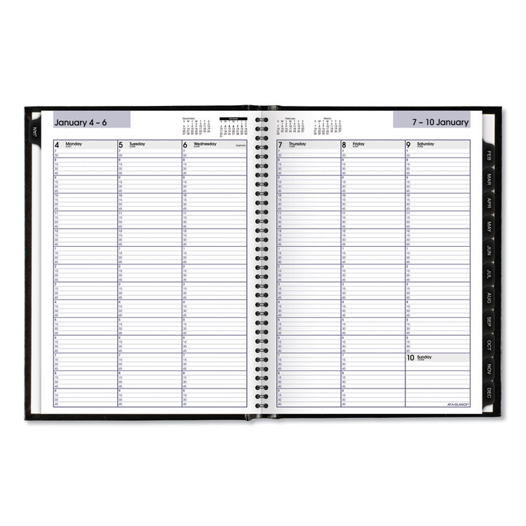 DayMinder Hardcover Weekly Vertical-Column Format Appointment Book, 11 x 8, Black Cover, 12-Month (Jan to Dec): 2025