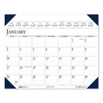 Executive Monthly Desk Pad Calendar, 24 x 19, White/Blue Sheets, Blue Corners, 12-Month (Jan to Dec): 2025