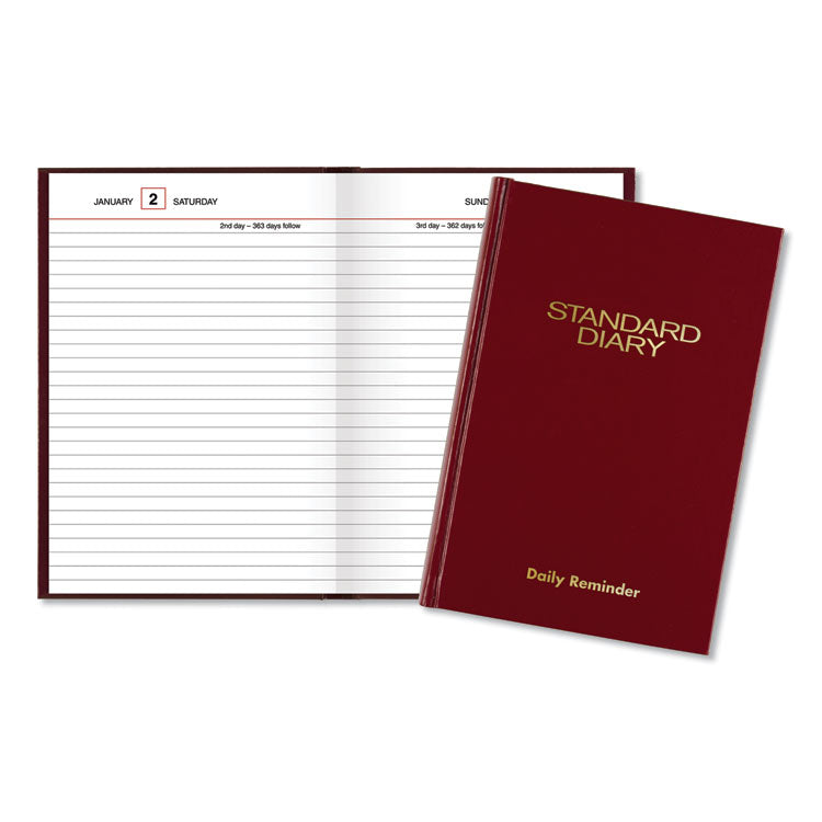 Standard Diary Daily Reminder Book, 2025 Edition, Medium/College Rule, Red Cover, (201) 7.5 x 5.13 Sheets