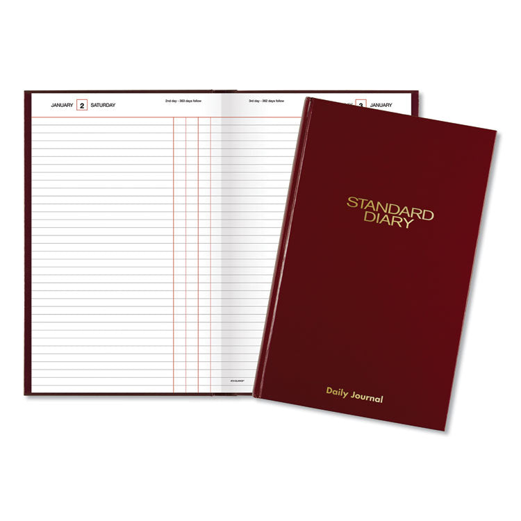 Standard Diary Daily Journal, 2025 Edition, Wide/Legal Rule, Red Cover, (210) 12 x 7.75 Sheets