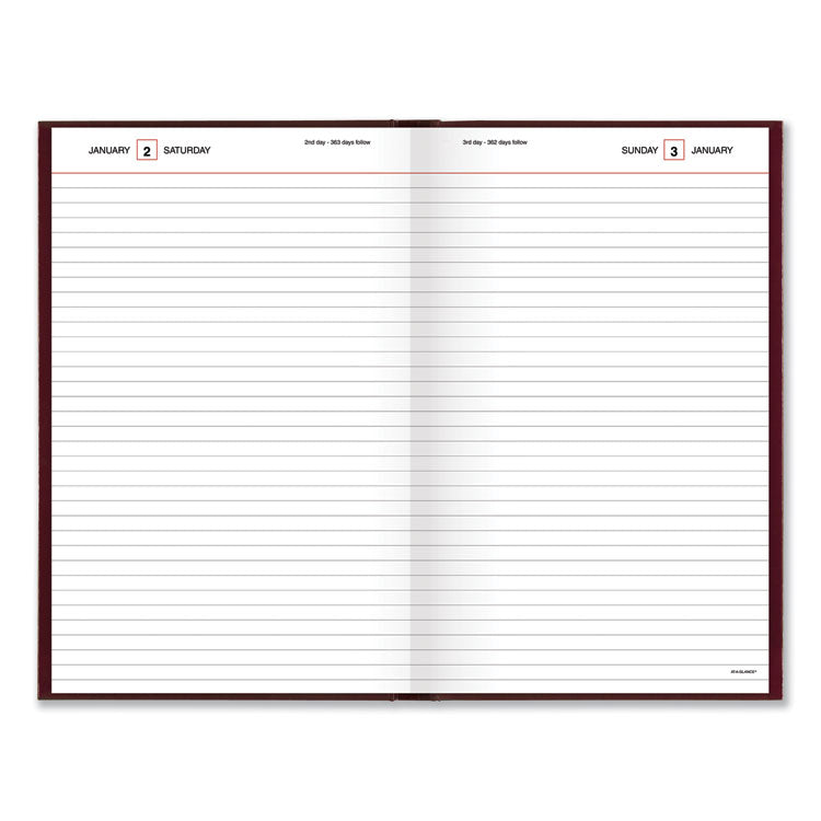 Standard Diary Daily Diary, 2025 Edition, Wide/Legal Rule, Red Cover, (200) 12 x 7.75 Sheets