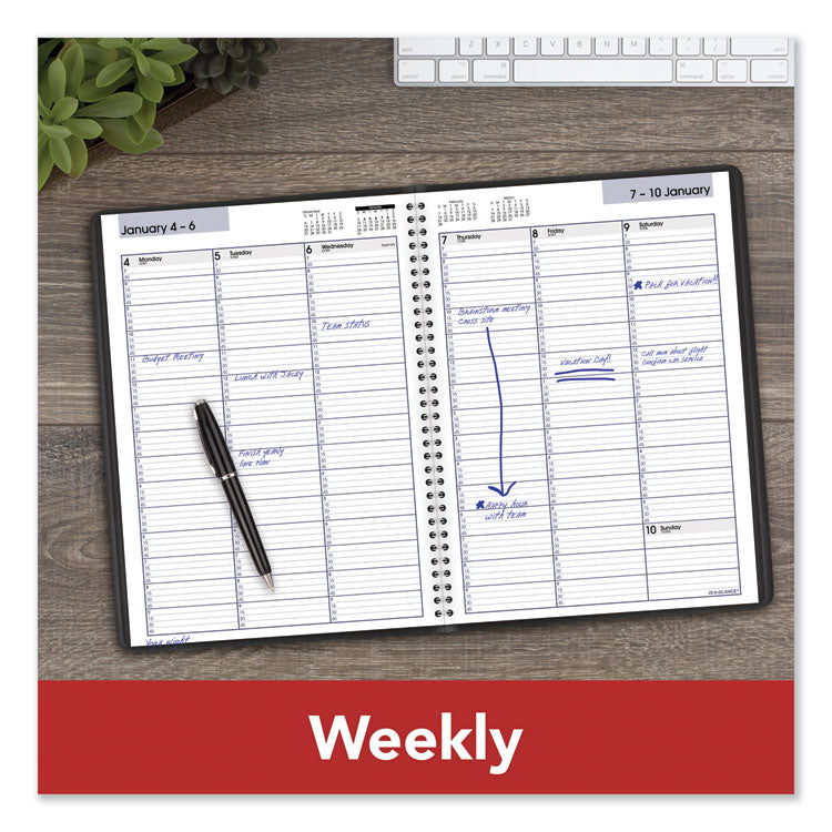 DayMinder Weekly Appointment Book, Vertical-Column Format, 11 x 8, Black Cover, 12-Month (Jan to Dec): 2025