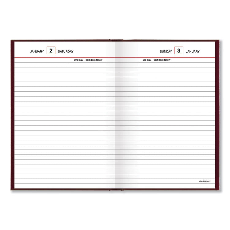 Standard Diary Daily Reminder Book, 2025 Edition, Medium/College Rule, Red Cover, (201) 7.5 x 5.13 Sheets