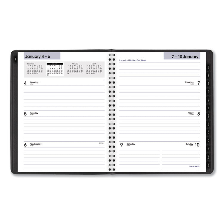 DayMinder Executive Weekly/Monthly Refillable Planner, 8.75 x 7, Black Cover, 12-Month (Jan to Dec): 2025