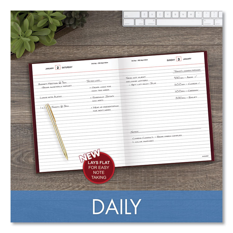 Standard Diary Daily Diary, 2025 Edition, Medium/College Rule, Red Cover, (200) 9.5 x 7.5 Sheets