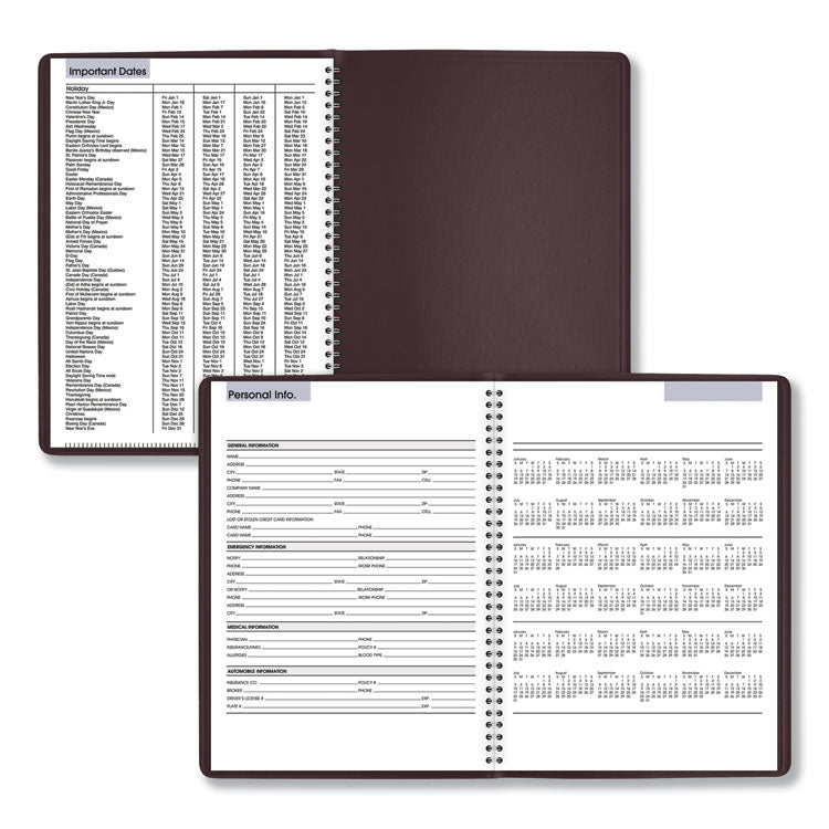 DayMinder Weekly Appointment Book, Vertical-Column Format, 11 x 8, Burgundy Cover, 12-Month (Jan to Dec): 2025