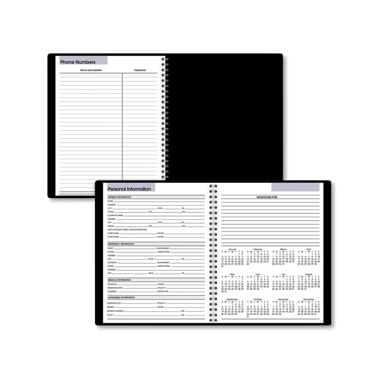DayMinder Open-Schedule Weekly Appointment Book, 8.75 x 7, Black Cover, 12-Month (Jan to Dec): 2025