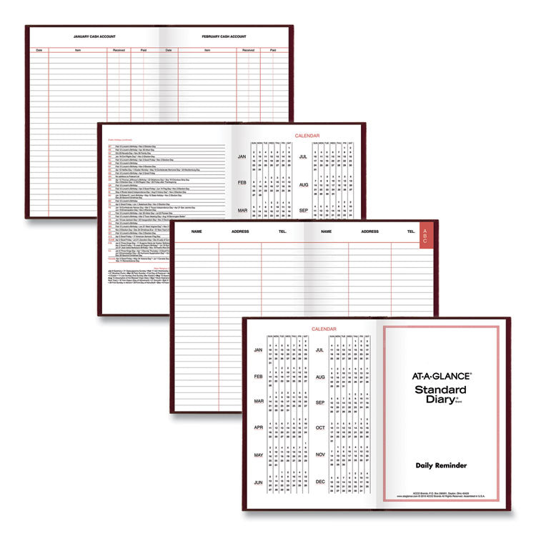 Standard Diary Daily Reminder Book, 2025 Edition, Medium/College Rule, Red Cover, (201) 7.5 x 5.13 Sheets