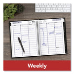 DayMinder Hardcover Weekly Vertical-Column Format Appointment Book, 11 x 8, Black Cover, 12-Month (Jan to Dec): 2025