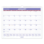 Monthly Wall Calendar, 15 x 12, White/Red/Blue Sheets, 12-Month (Jan to Dec): 2025