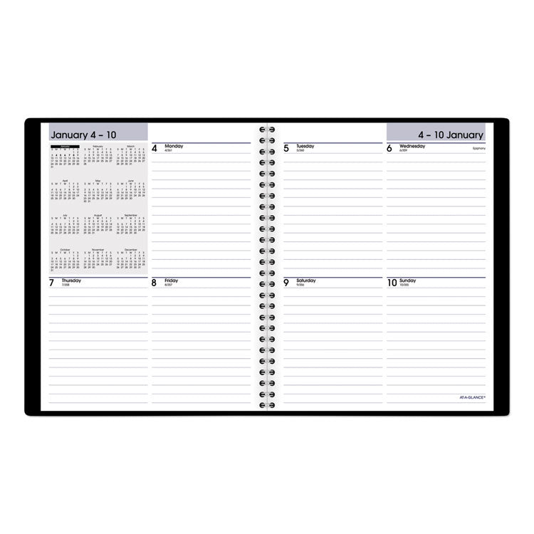 DayMinder Open-Schedule Weekly Appointment Book, 8.75 x 7, Black Cover, 12-Month (Jan to Dec): 2025
