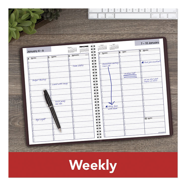 DayMinder Weekly Appointment Book, Vertical-Column Format, 11 x 8, Burgundy Cover, 12-Month (Jan to Dec): 2025