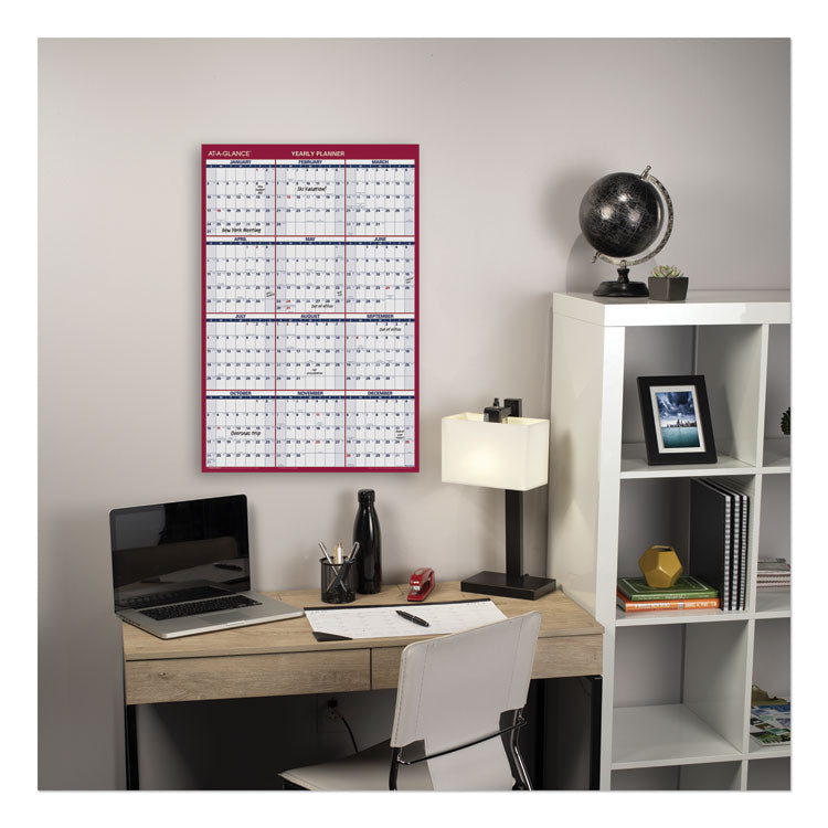 Erasable Vertical/Horizontal Wall Planner, 24 x 36, White/Blue/Red Sheets, 12-Month (Jan to Dec): 2025