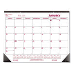Monthly Desk Pad Calendar, 22 x 17, White/Burgundy Sheets, Black Binding, Black Corners, 12-Month (Jan to Dec): 2025