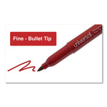 Pen-Style Permanent Marker, Fine Bullet Tip, Red, Dozen