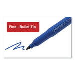 Pen-Style Permanent Marker, Fine Bullet Tip, Blue, Dozen
