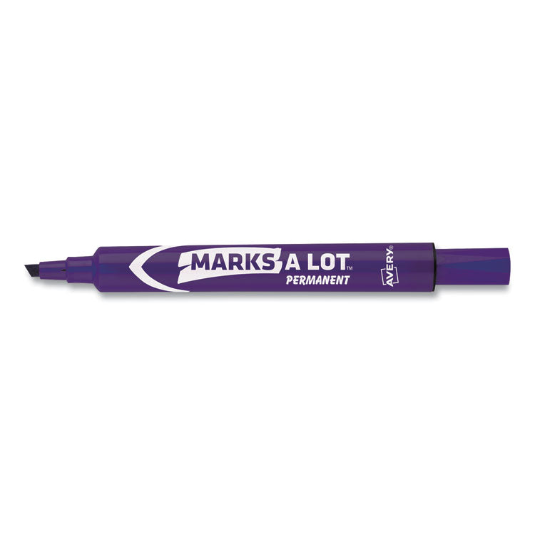 Marks A Lot Large Desk-Style Permanent Marker, Broad Chisel Tip, Purple, Dozen (8884)