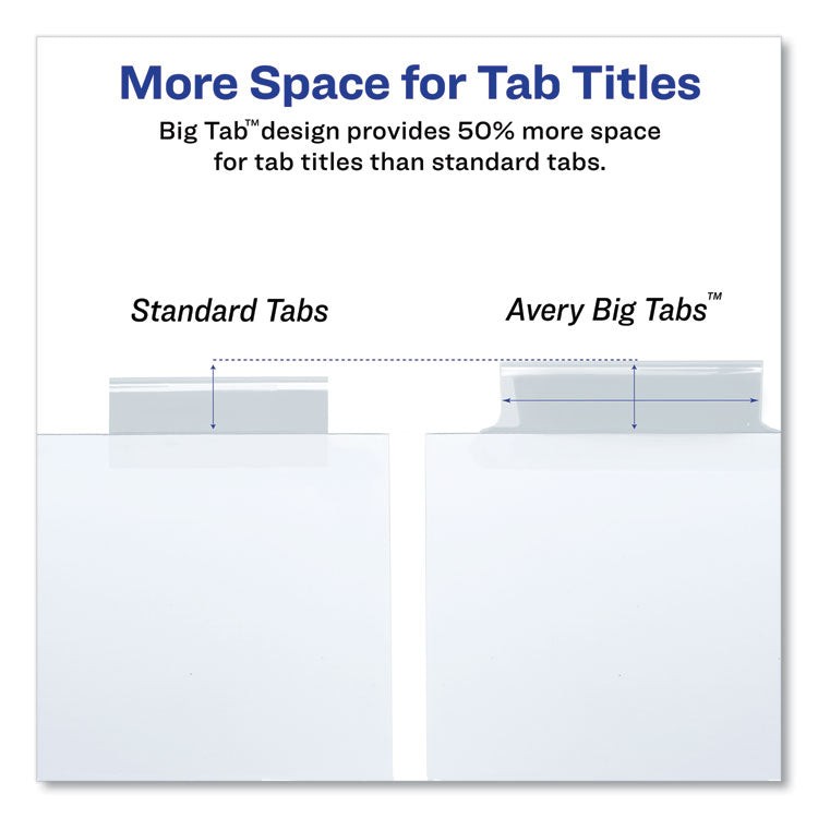 Insertable Big Tab Dividers, 8-Tab, Double-Sided Gold Edge Reinforcing, 11 x 8.5, White, Clear Tabs, 1 Set