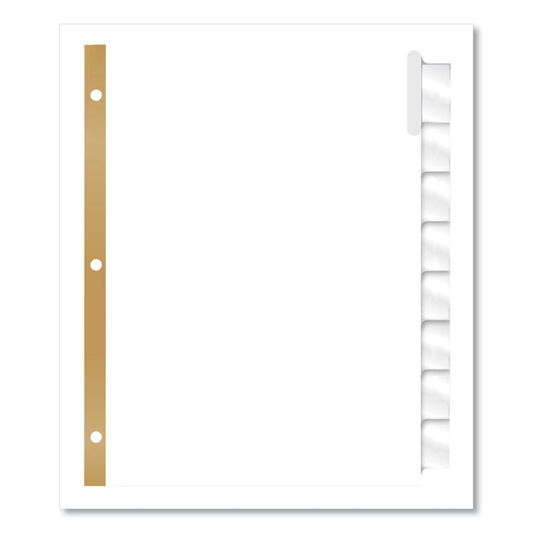 Insertable Big Tab Dividers, 8-Tab, Double-Sided Gold Edge Reinforcing, 11 x 8.5, White, Clear Tabs, 1 Set
