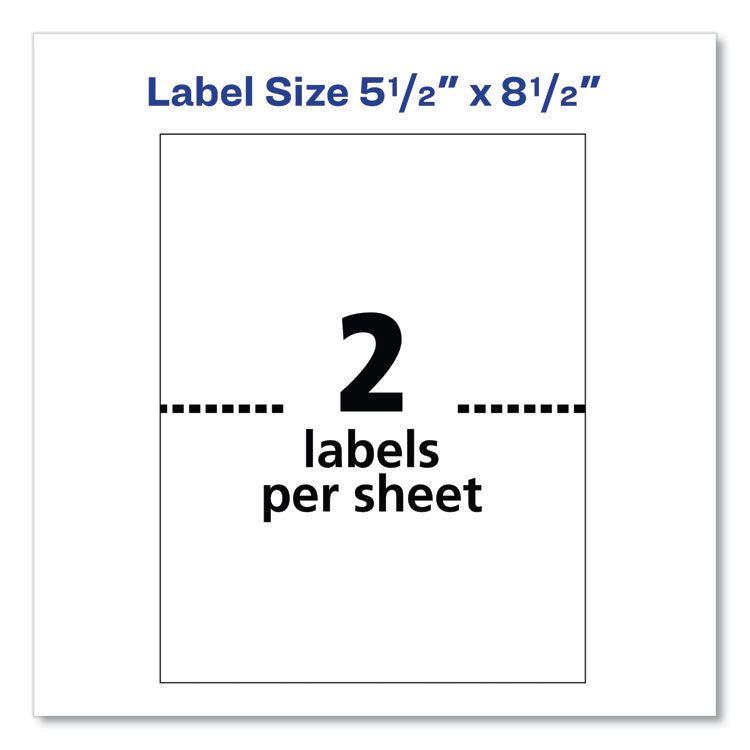 Shipping Labels W/ Trueblock Technology, Laser Printers, 5.5 X 8.5, White, 2/sheet, 250 Sheets/box