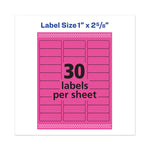 High-Visibility Permanent Laser ID Labels, 1 x 2.63, Neon Magenta, 750/Pack