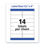 Waterproof Address Labels With Trueblock And Sure Feed, Laser Printers, 1.33 X 4, White, 14/sheet, 50 Sheets/pack