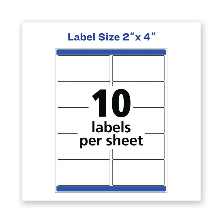 Waterproof Shipping Labels With Trueblock And Sure Feed, Laser Printers, 2 X 4, White, 10/sheet, 50 Sheets/pack