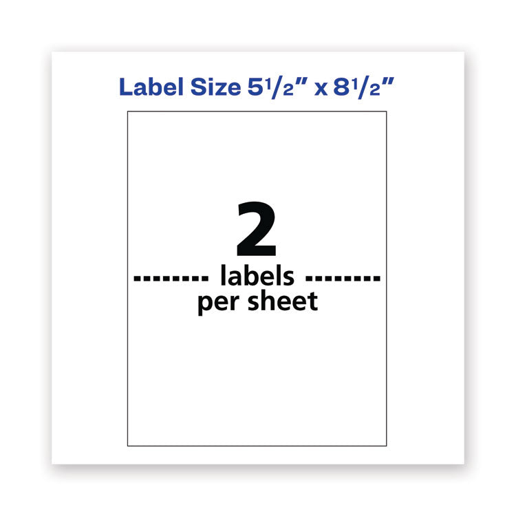 Waterproof Shipping Labels With Trueblock Technology, Laser Printers, 5.5 X 8.5, White, 2/sheet, 50 Sheets/pack
