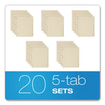 Write-On Tab Dividers, 5-Tab, 11 X 8.5, Manila, 20 Sets