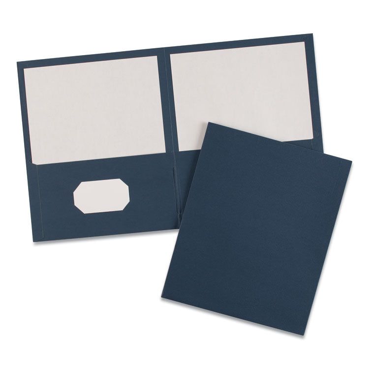 Two-Pocket Folder, 40-Sheet Capacity, 11 X 8.5, Dark Blue, 25/box