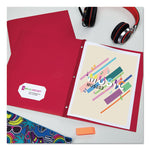 Two-Pocket Folder, Prong Fastener, 0.5" Capacity, 11 X 8.5, Red, 25/box