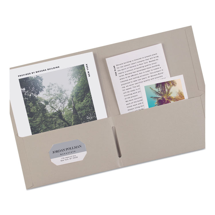 Two-Pocket Folder, 40-Sheet Capacity, 11 X 8.5, Gray, 25/box