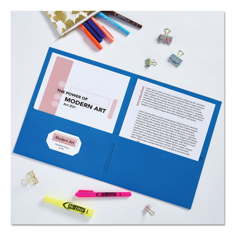 Two-Pocket Folder, 40-Sheet Capacity, 11 X 8.5, Light Blue, 25/box