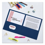 Two-Pocket Folder, 40-Sheet Capacity, 11 X 8.5, Dark Blue, 25/box