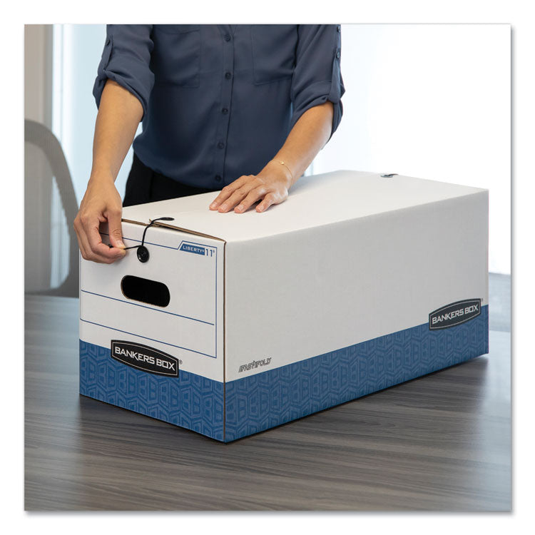 Stor/file Medium-Duty Strength Storage Boxes, Letter/legal Files, 12.25" X 16" X 11", White/blue, 4/carton