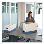 Stor/file Medium-Duty Strength Storage Boxes, Letter Files, 12.25" X 24.13" X 10.75", White/blue, 12/carton