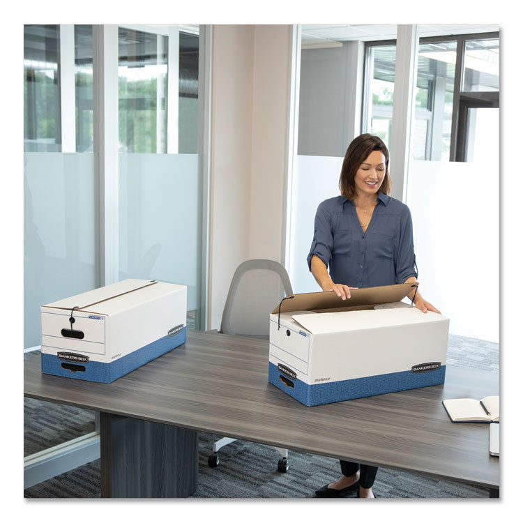 Stor/file Medium-Duty Strength Storage Boxes, Letter/legal Files, 12.25" X 16" X 11", White/blue, 4/carton