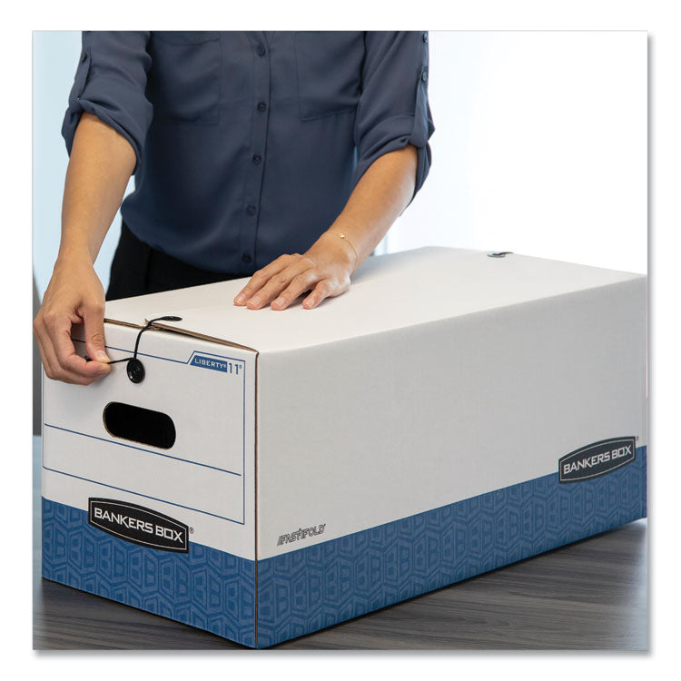 Stor/file Medium-Duty Strength Storage Boxes, Letter/legal Files, 12.25" X 16" X 11", White/blue, 12/carton