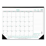 EcoLogix Monthly Desk Pad Calendar, 22 x 17, White/Green Sheets, Black Binding/Corners, 12-Month (Jan to Dec): 2025