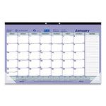 Monthly Desk Pad Calendar, 17.75 x 10.88, White/Blue/Green Sheets, Black Binding, Clear Corners, 12-Month (Jan to Dec): 2025