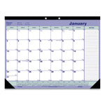Monthly Desk Pad Calendar, 21.25 x 16, White/Blue/Green Sheets, Black Binding, Black Corners, 12-Month (Jan to Dec): 2025