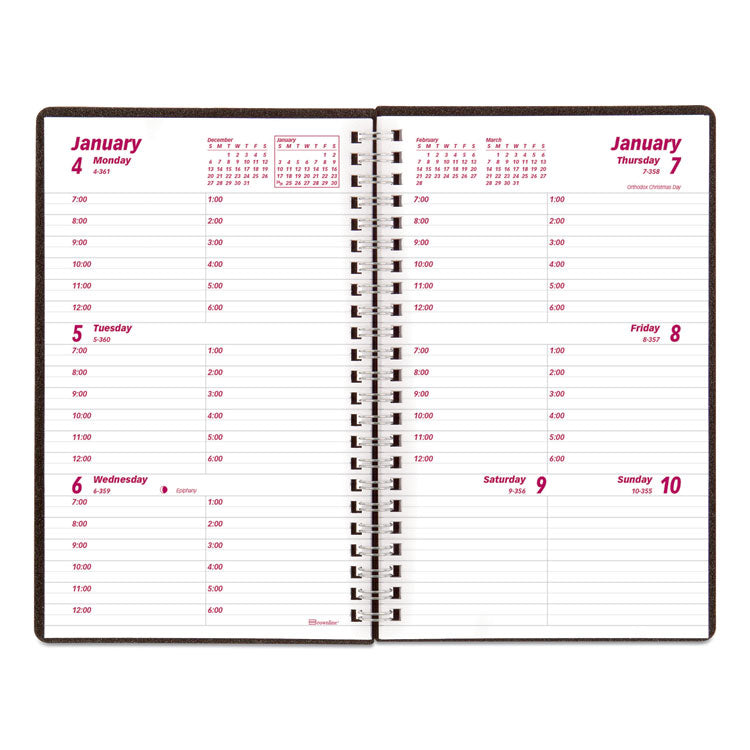 DuraFlex Weekly Planner, 8 x 5, Black Cover, 12-Month (Jan to Dec): 2025